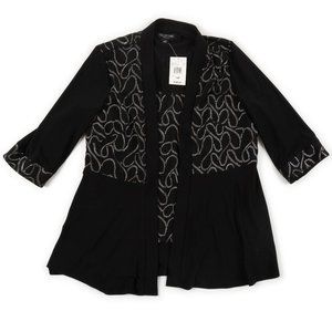 NEW PERCEPTIONS Petite black silver blouse size 12 P